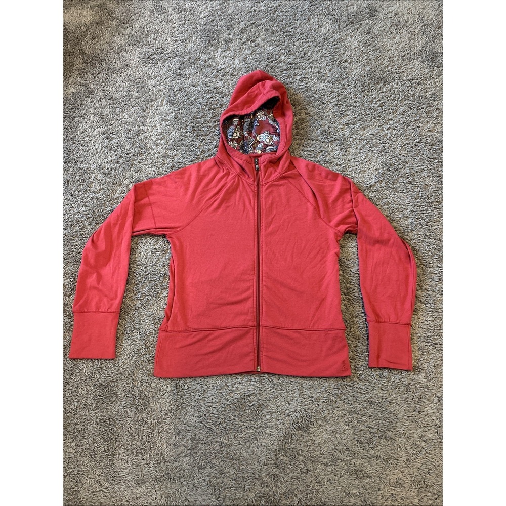 Royal Robbins Hoodie Womens Small S Red Full Zip Jacket Sleeves Outdoor Pink